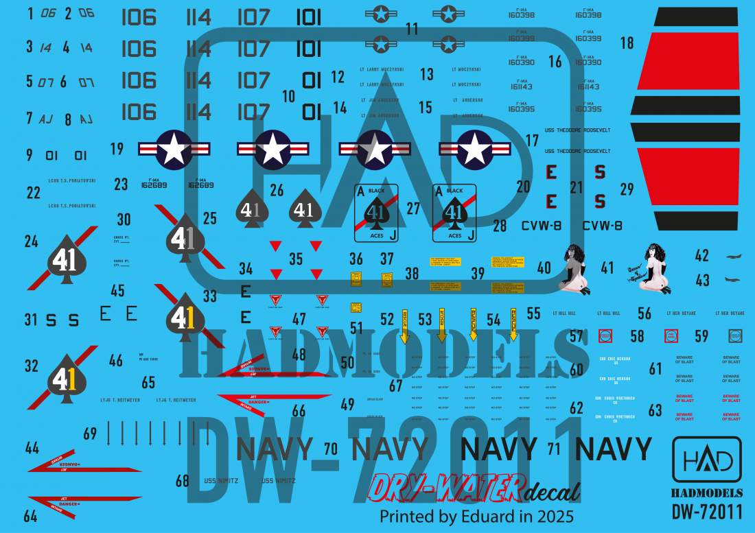 HAD Models DW-72011 1:72 Grumman F-14A VF-41 Black Aces decal sheet