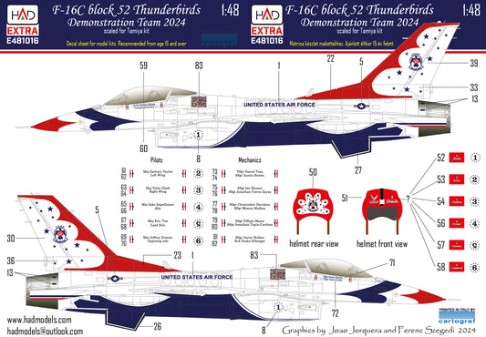 HAD Models E481016 1:48 F-16C Block 52 Thunderbirds Show-Time 2024 decal sheet