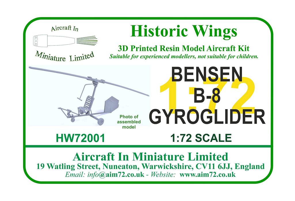 AIM - Historic Wings HW72001 1:72 Bensen B-8 Gyrogilder/X-25B (1955)