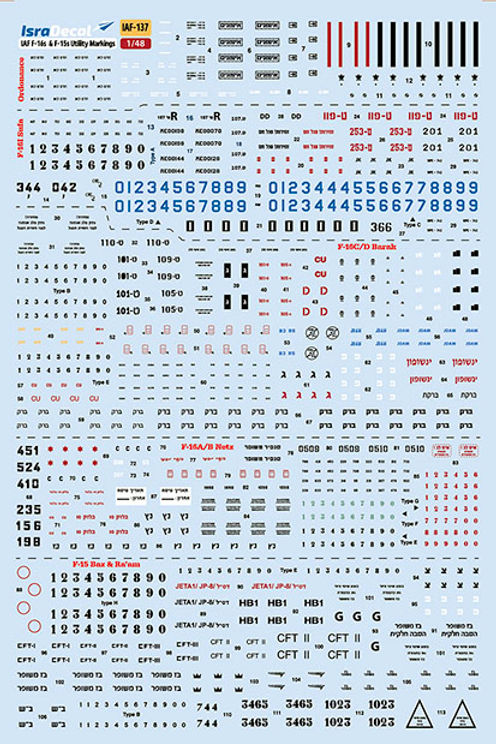 IsraDecal Studio IAF-137 1:48 IAF F-16s & F-15s Utility Markings