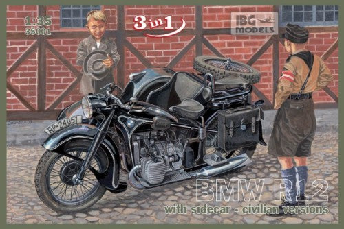 IBG Models 35001 1:35 BMW R12 with Sidecar - Civilian Versions (3 in 1)