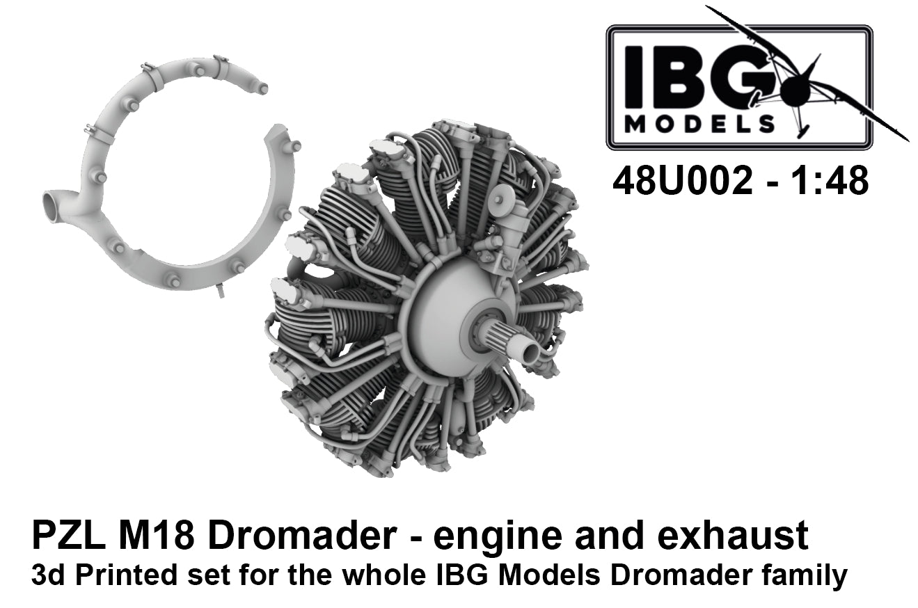 IBG Models 48U002 1:48 PZL M18 Dromader - Engine and Exhaust - 3d Printed Set