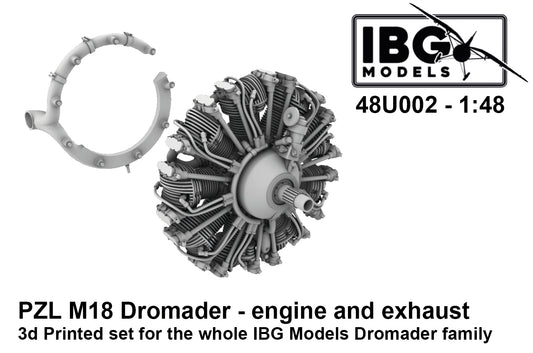 IBG Models 48U002 1:48 PZL M18 Dromader - Engine and Exhaust - 3d Printed Set