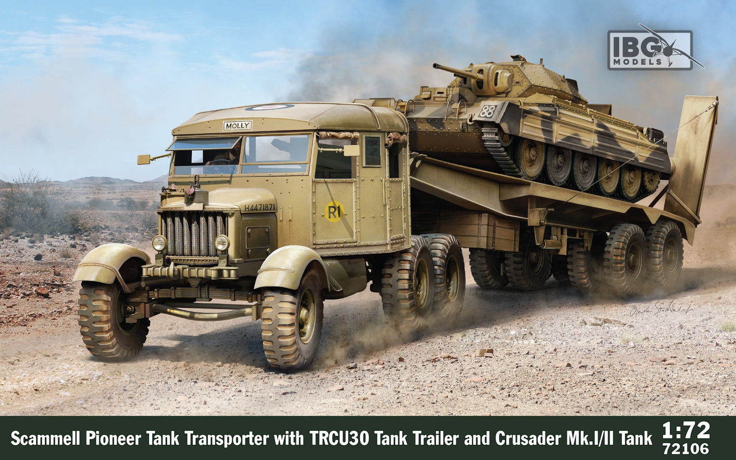 IBG Models 72106 1:72 Scammell Tank Transporter with TRCU30 Trailer and Crusader Mk.I/II (2in1)