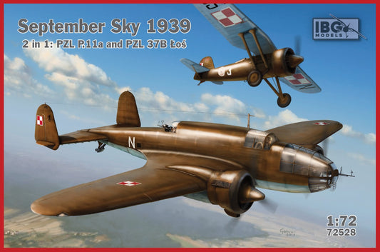 IBG Models 72528 1:72 September Sky 1939 (2 in 1) PZL P.11a Polish Fighter Plane