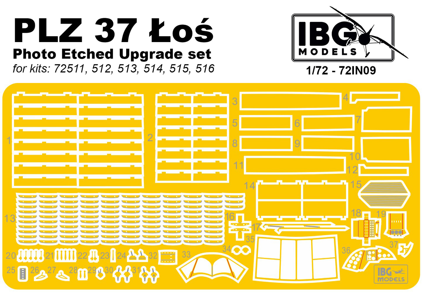 IBG Models 72IN09 1:72 PZL P.37 Los Photo-Etched Upgrade Set