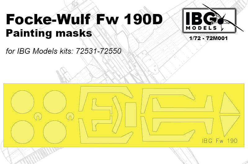 IBG Models 72M001 1:72 Focke-Wulf Fw-190D-9 Canopy & Wheels Paint Mask