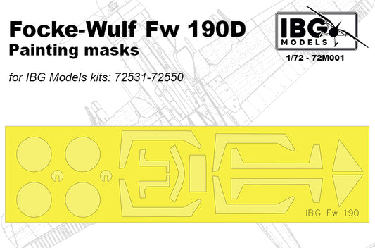 IBG Models 72M001 1:72 Focke-Wulf Fw-190D-9 Canopy & Wheels Paint Mask