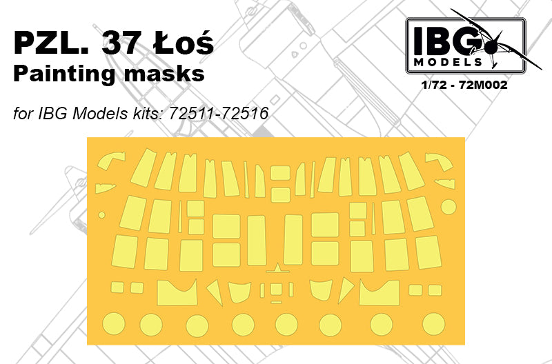 IBG Models 72M002 1:72 PZL PZL.37A Los Canopy Paint Mask