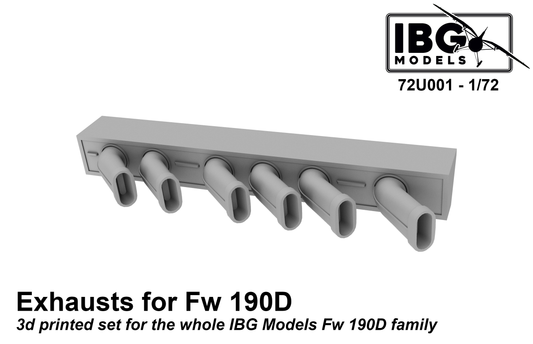 IBG Models 72U001 1:35 3D Printed Exhausts for Fw-190D Family