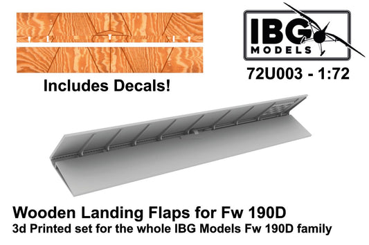 IBG Models 72U003 1:72  3D Printed Wooden Landing Flaps for Fw-190D Family