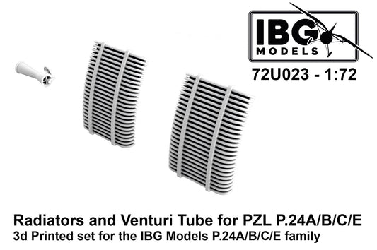 IBG Models 72U023 1:72 Radiators and Venturi Tube for PZL P.24A/P-24B/P-24C/P-24E - 3D-Printed