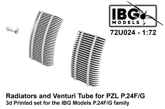 IBG Models 72U024 1:72 Radiators and Venturi Tube for PZL P.24F/G - 3D-Printed