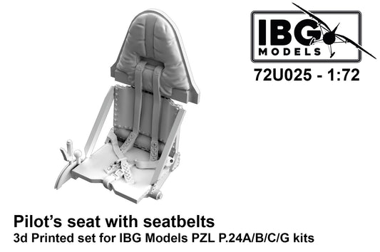 IBG Models 72U025 1:72 Pilot's seat with seatbelts for PZL P.24A/P-24B/P.24C/P.24G - 3D-Printed