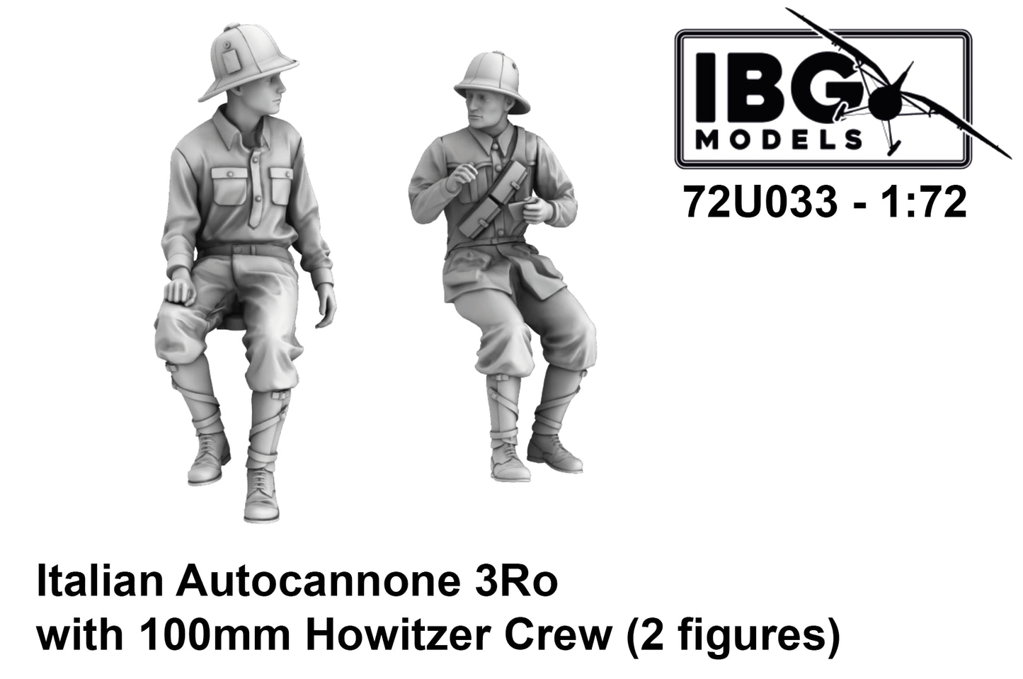 IBG Models 72U033 1:72 3D Printed Italian Autocan 3Ro with 100mm Howitzer Crew