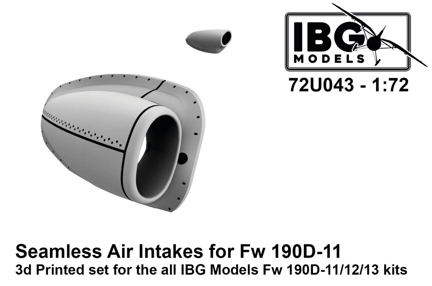 IBG Models 72U043 1:72 3D Printed Seamless Air Intakes for Focke-Wulf Fw-190D-11/12/13