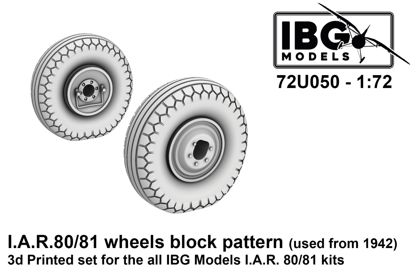 IBG Models 72U050 1:72 3D Printed I.A.R. 80/81C Wheels Block Pattern (used from 1942)