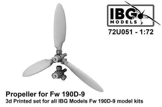 IBG Models 72U051 1:72 Propeller for Focke-Wulf Fw-190D Family (3D-Printed + Decal)