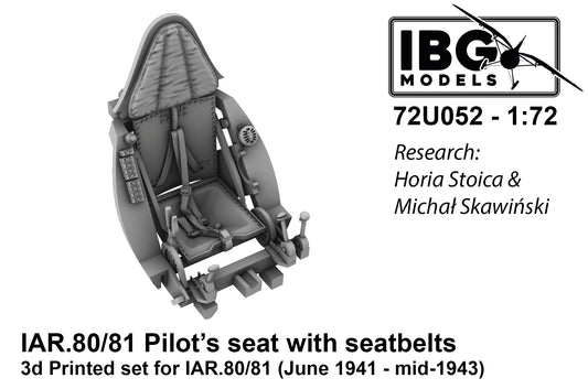 IBG Models 72U052 1:72 I.A.R. IAR.80/IAR.81C Pilot's seat with seatbelts (June 1941 - mid-1943)