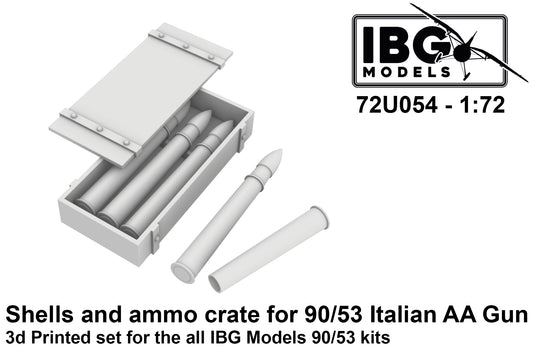 IBG Models 72U054 1:72 Shells & Ammo Crates for 90/53 Italian Anti Aircraft Gun (3D-Printed)
