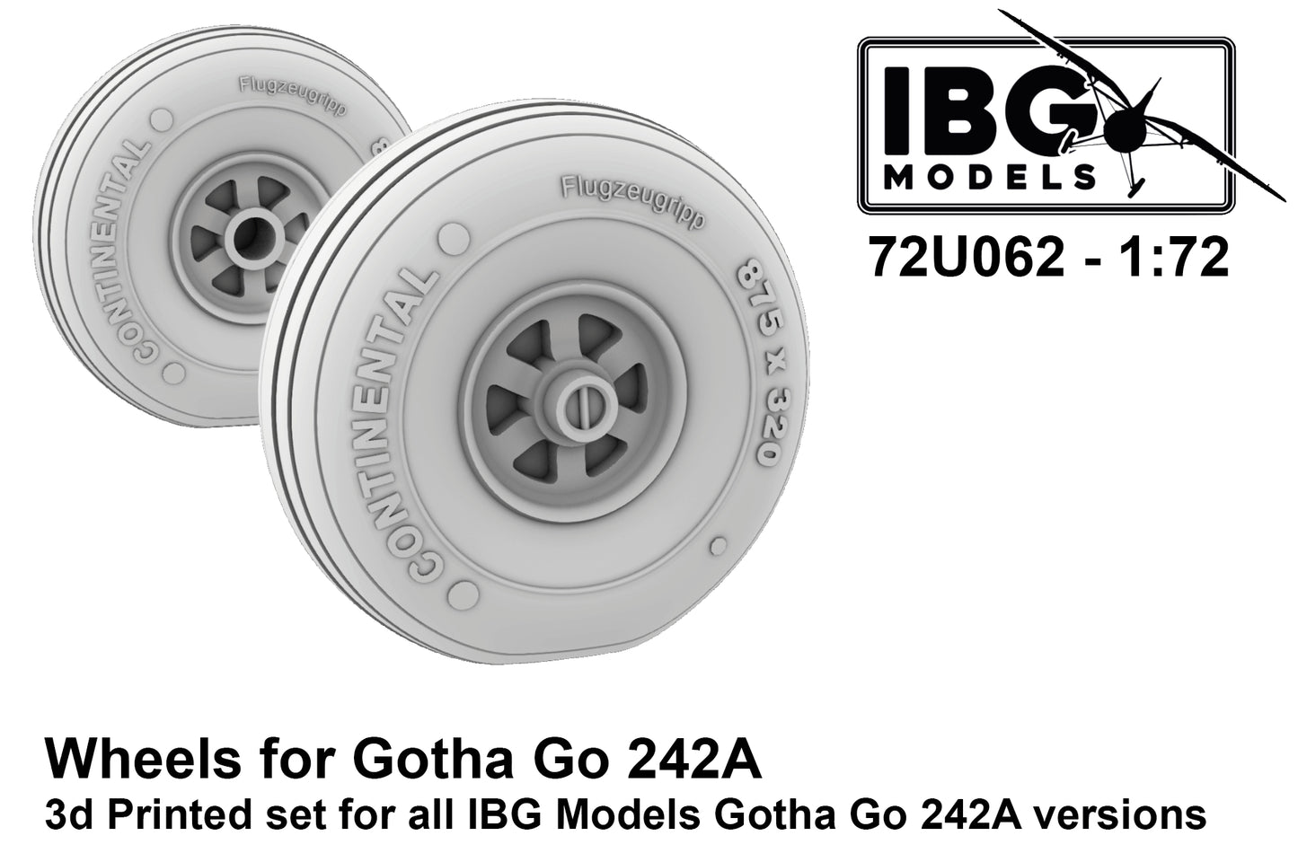 IBG Models 72U062 1:72 Gotha Go-242A-1/Go-244 3D-Printed Wheels