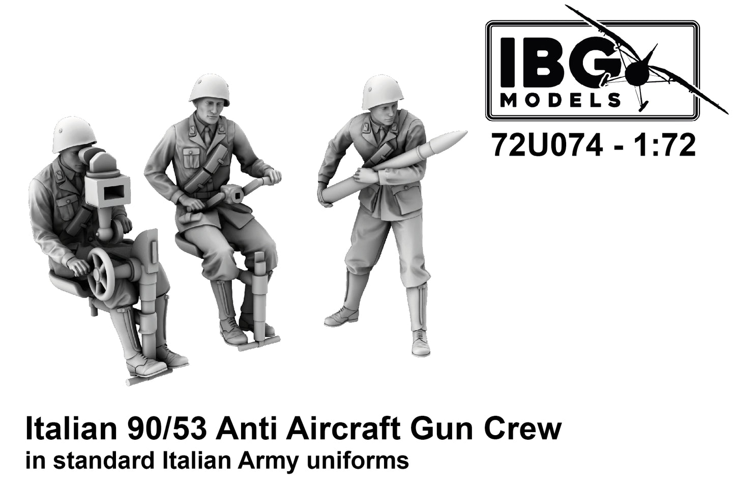 IBG Models 72U074 1:72 Italian 90/53 Anti Aircraft Gun Crew in Standard Uniforms