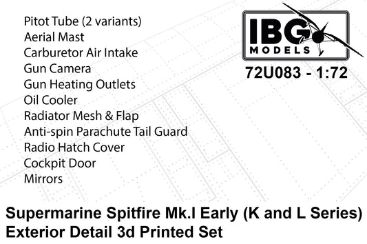IBG Models 72U083 1:72 Supermarine Spitfire Mk I Early (K and L Series) Exterior Details