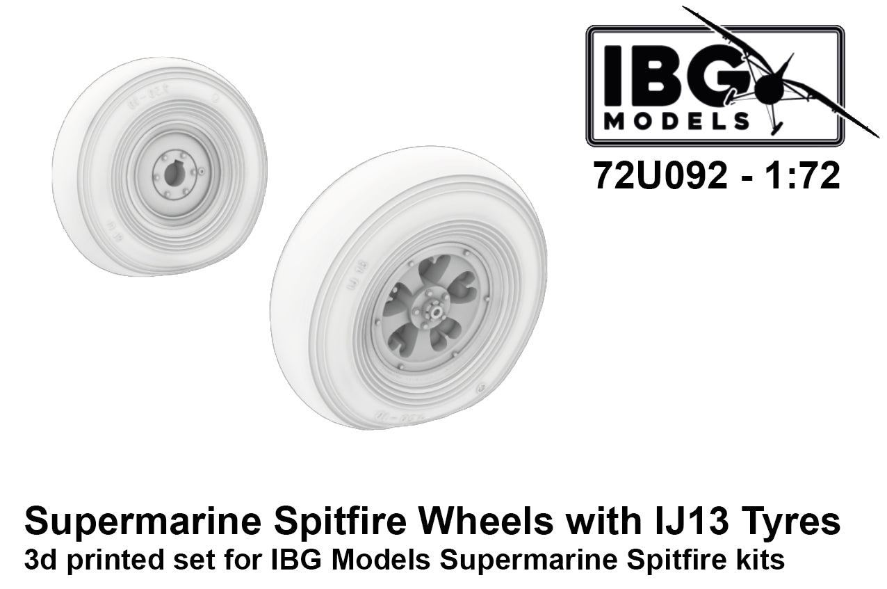 IBG Models 72U092 1:72 Supermarine Spitfire Wheels with IJ13 Tyres - 3d Printed Set