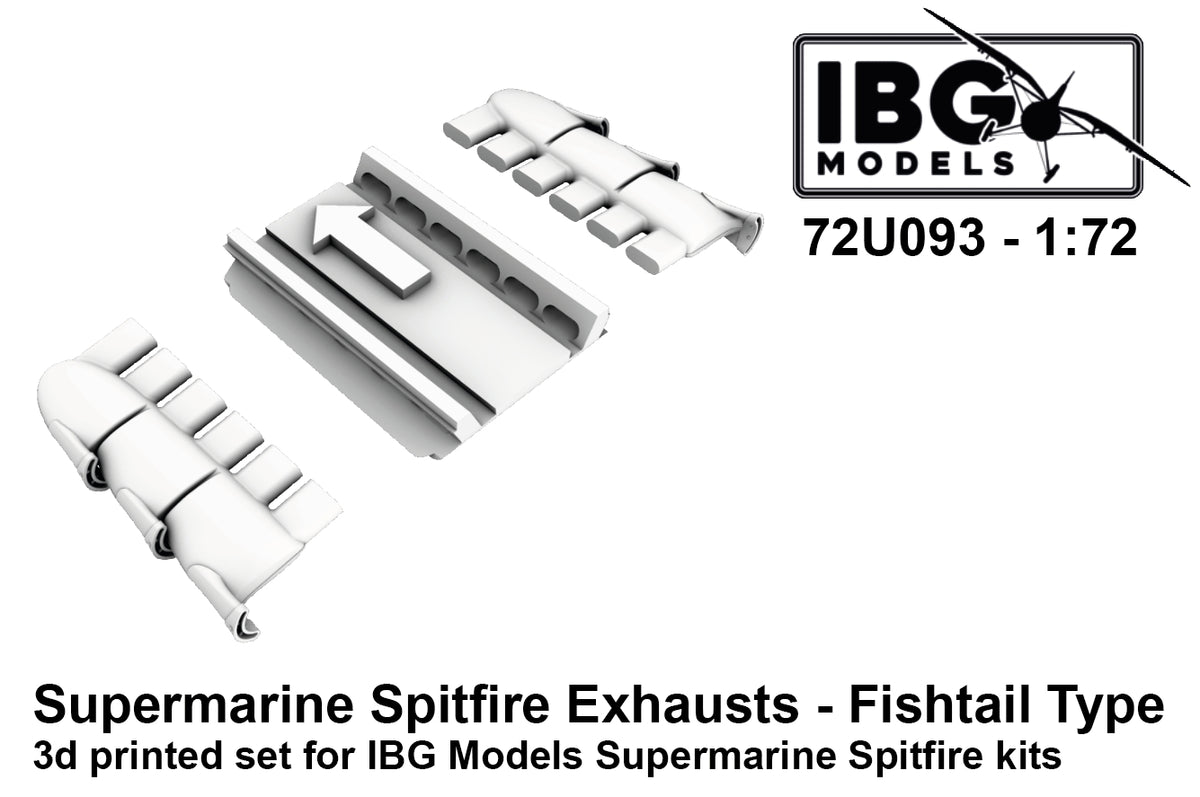 IBG Models 72U093 1:72 Supermarine Spitfire Exhausts - Fishtail Type - 3d Printed Set