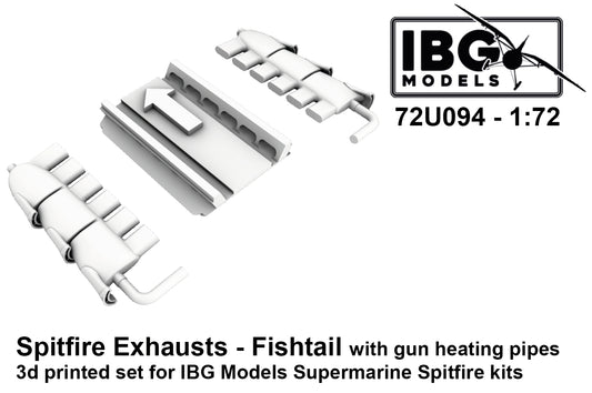 IBG Models 72U094 1:72 Supermarine Spitfire Exhausts - Fishtail Type with gun heating pipes