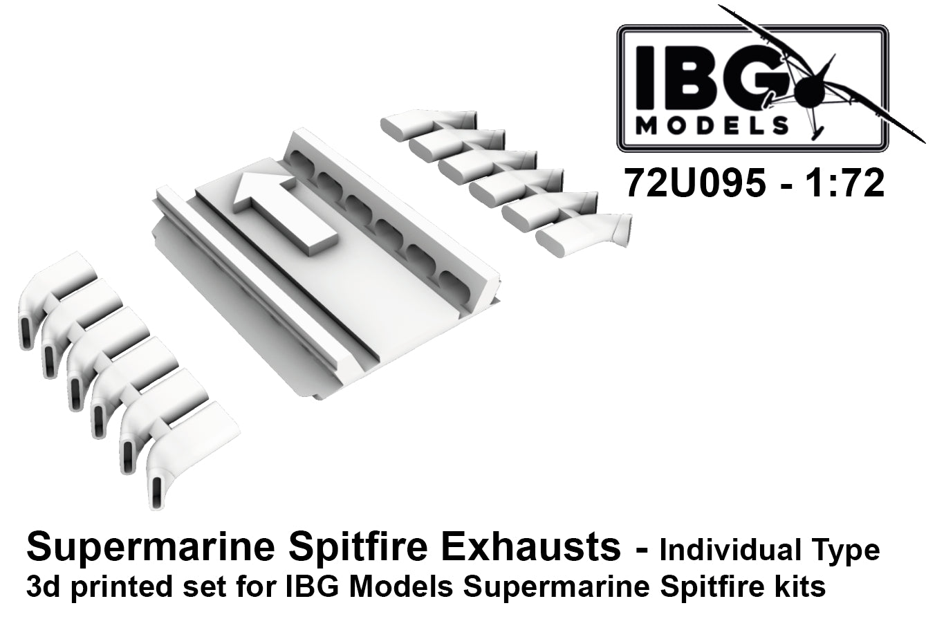 IBG Models 72U095 1:72 Supermarine Spitfire Exhausts - Individual Type - 3d Printed Set