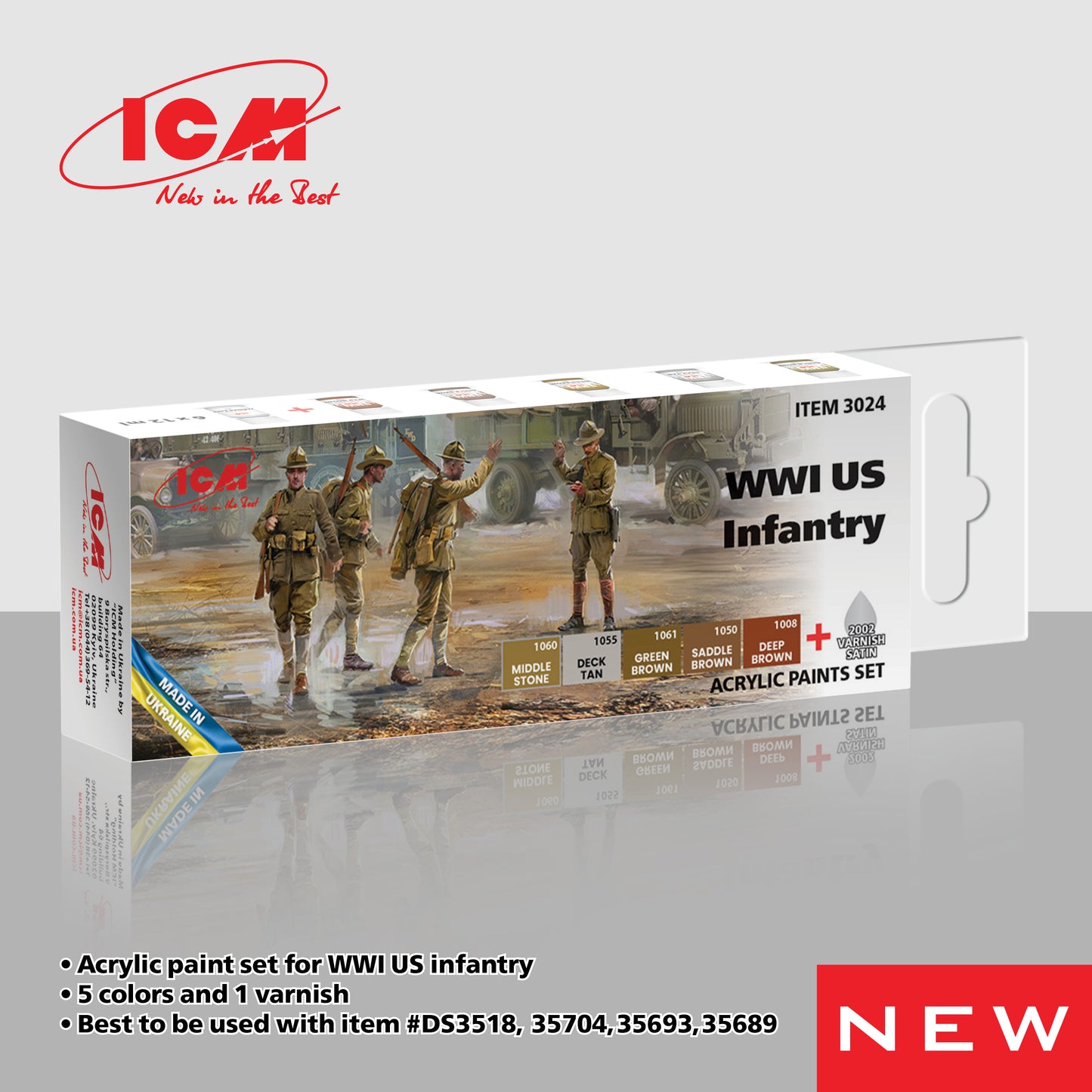 ICM 3024 - WWI American Expeditionary Forces Acrylic Paint Set