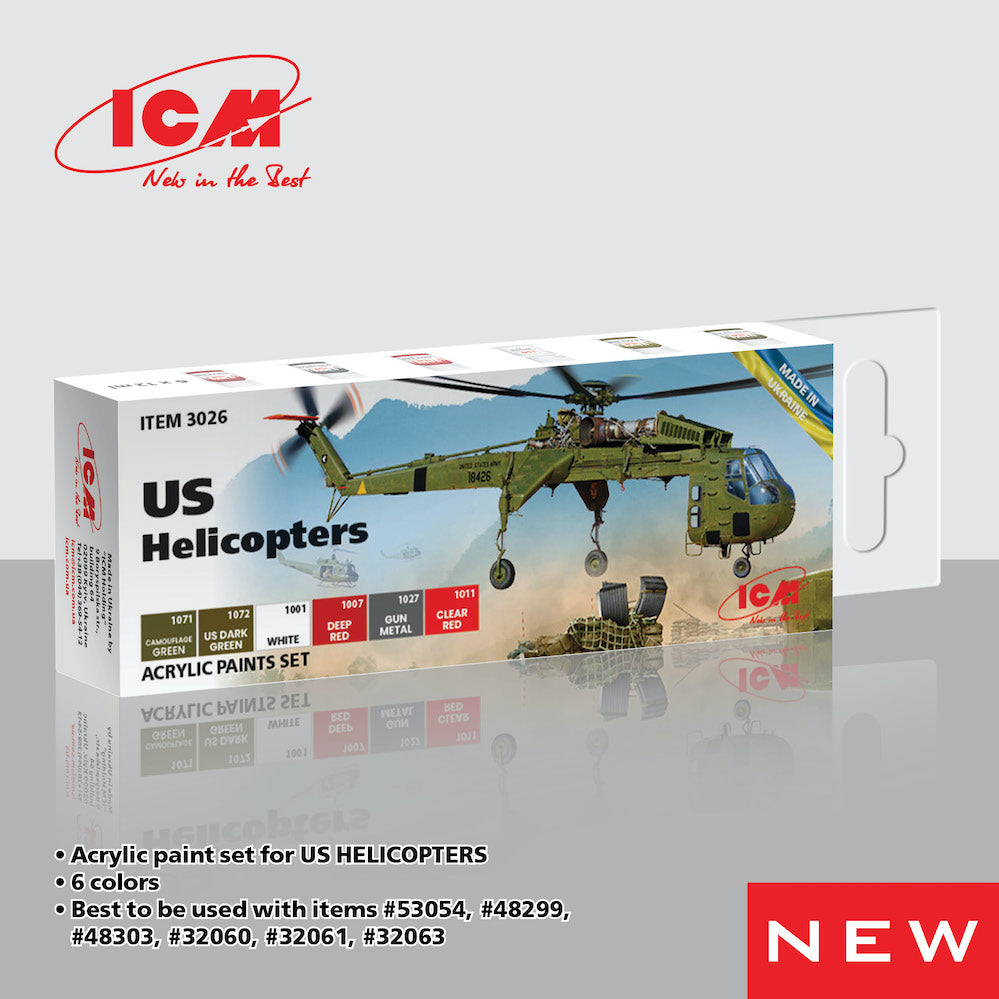 ICM 3026 - US Helicopters Acrylic Paint Set