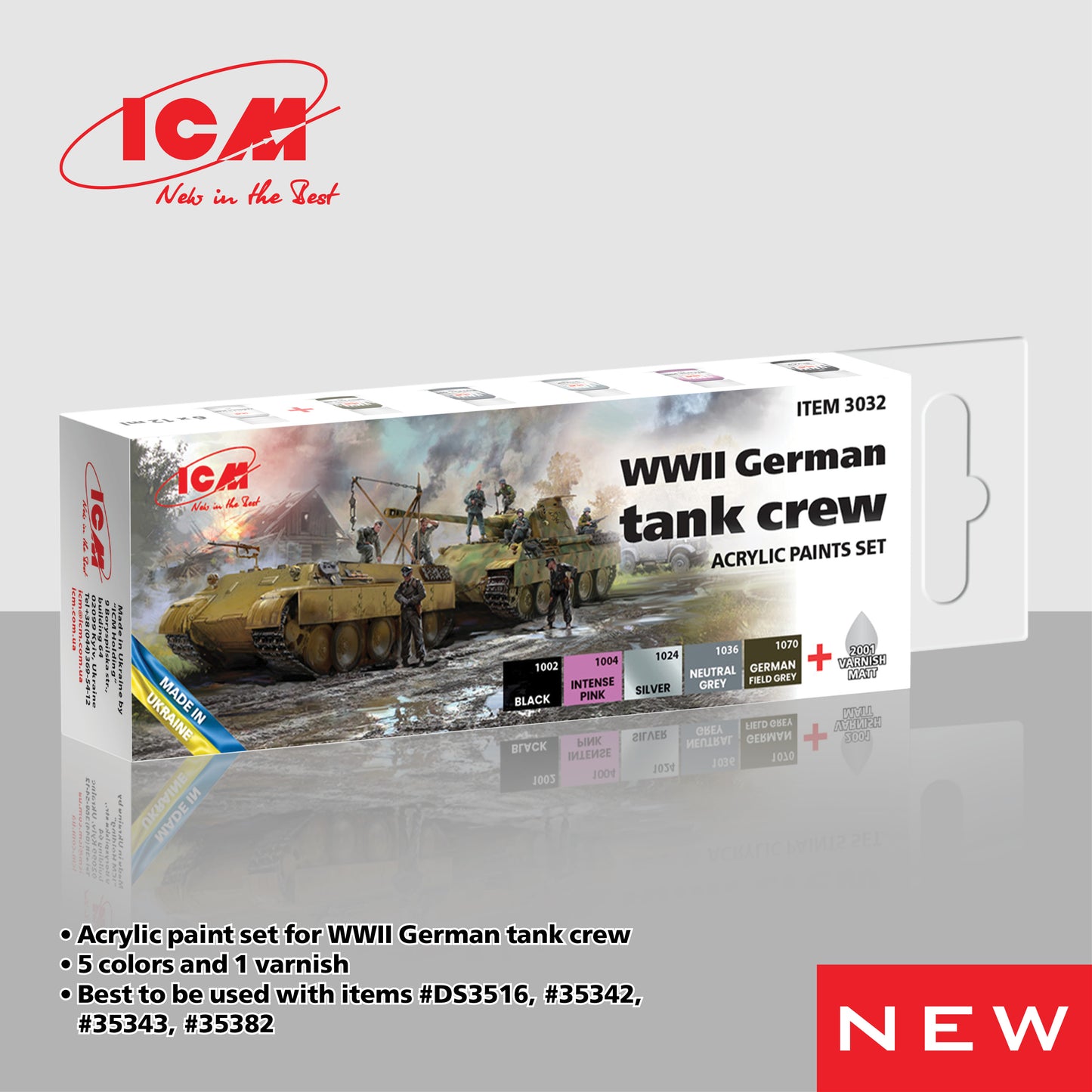 ICM 3032 - German (WWII) Tank Crew Acrylic Paint Set