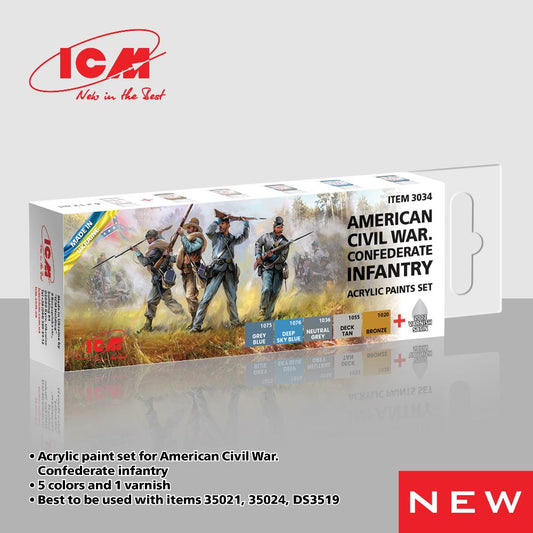 ICM 3034 - American Civil War Confederate Infantry Acrylic Paint Set