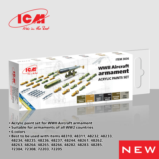 ICM 3036 - WWII Aircraft Armament Acrylic Paint Set