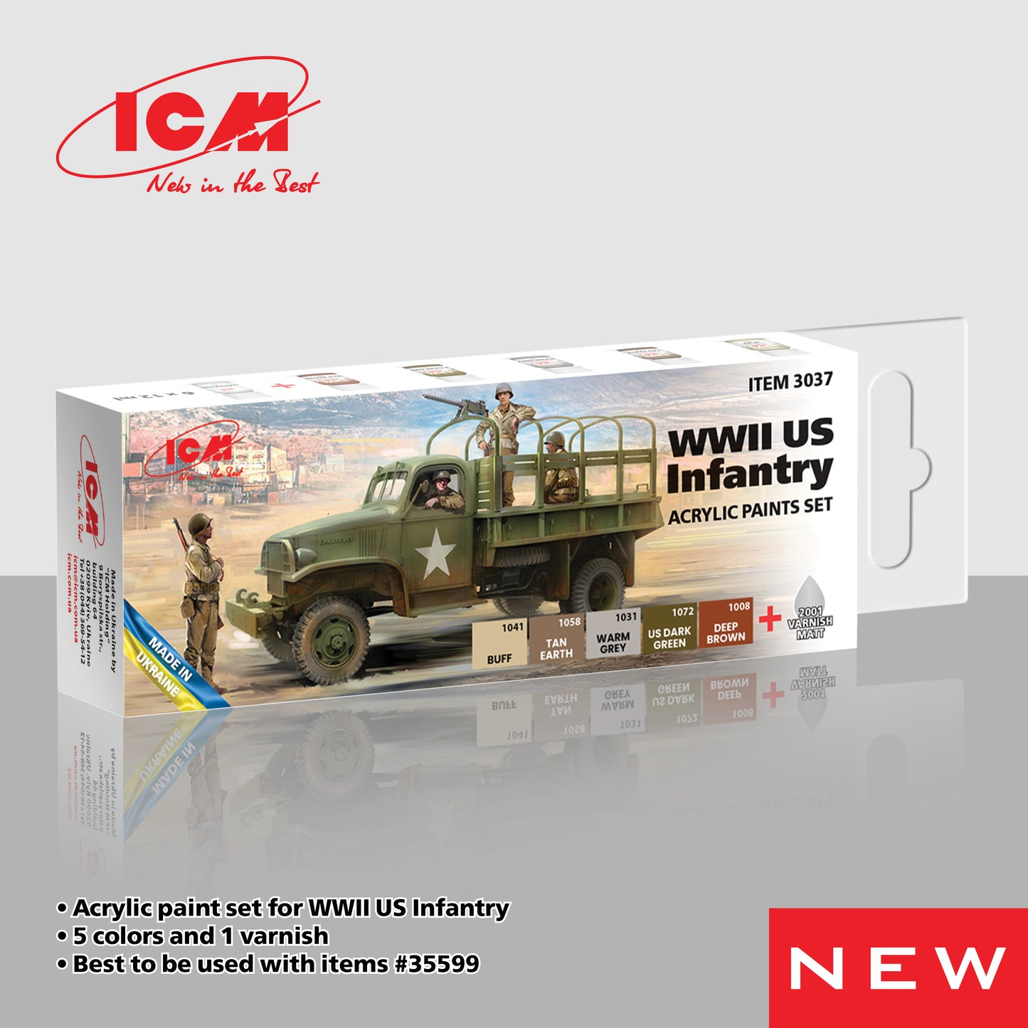 ICM 3037 - WWII US Infantry Acrylic Paint Set