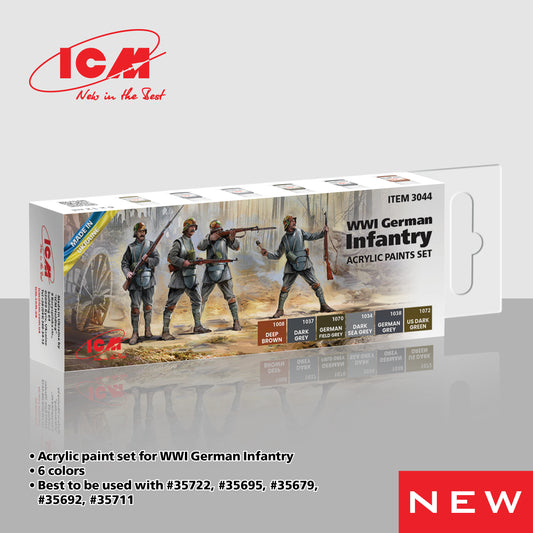 ICM 3044 WWI German infantry Acrylic paint set x 6 12ml bottles