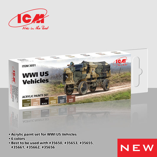 ICM 3051  WWI US Vehicles Acrylic paint set