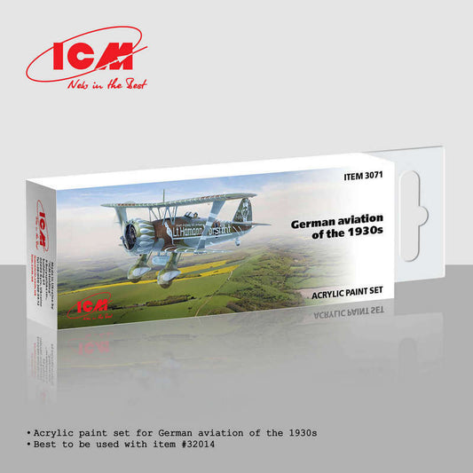 ICM 3071  German aviation of the 1930s 'acrylic paint set 6 bottles 12 ml'