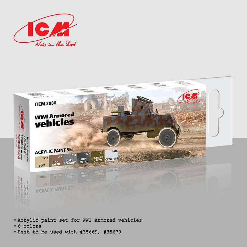 ICM UA 3086 - WWI Armoured Vehicles Acrylic Paint Set