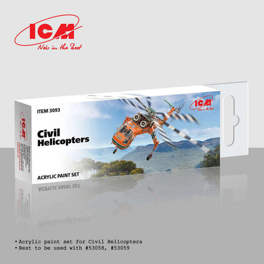 ICM UA 3093 - Civil Helicopters Acrylic Paint Set