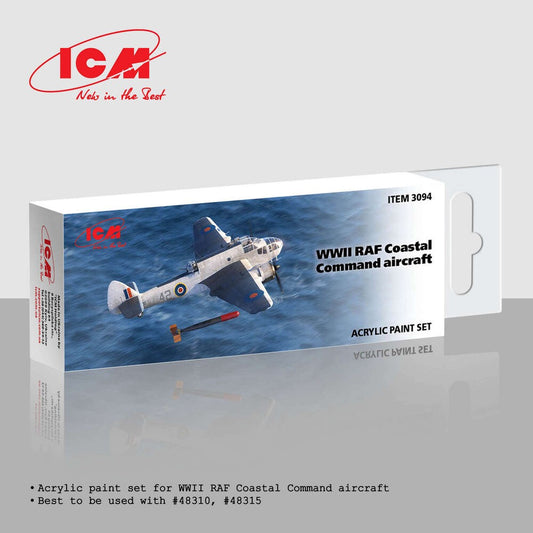 ICM 3094  WWII RAF Coastal Command aircraft acrylic paint set	6 bottles * 12 ml