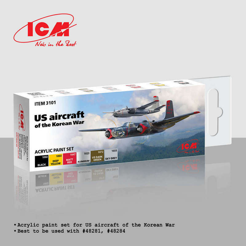 ICM 3101  US aircraft of the Korean War acrylic paint set