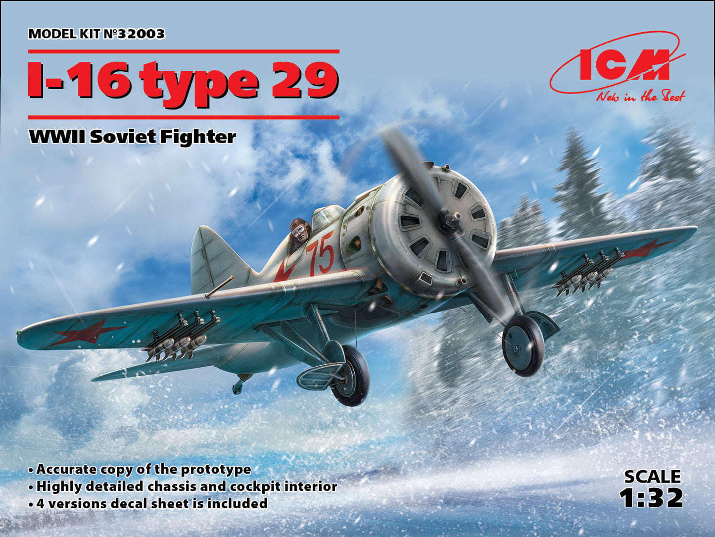 ICM 32003 1:32 Polikarpov I-16 type 29 WWII Soviet Fighter