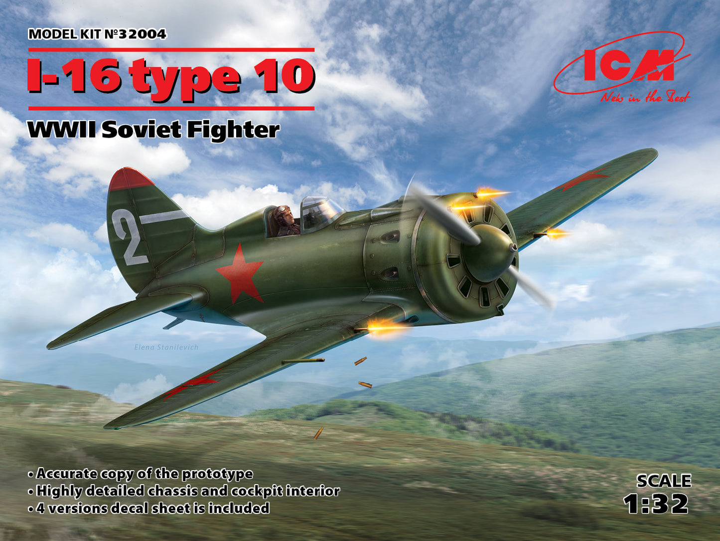 ICM 32004 1:32 Polikarpov I-16 type 10 WWII Soviet Fighter