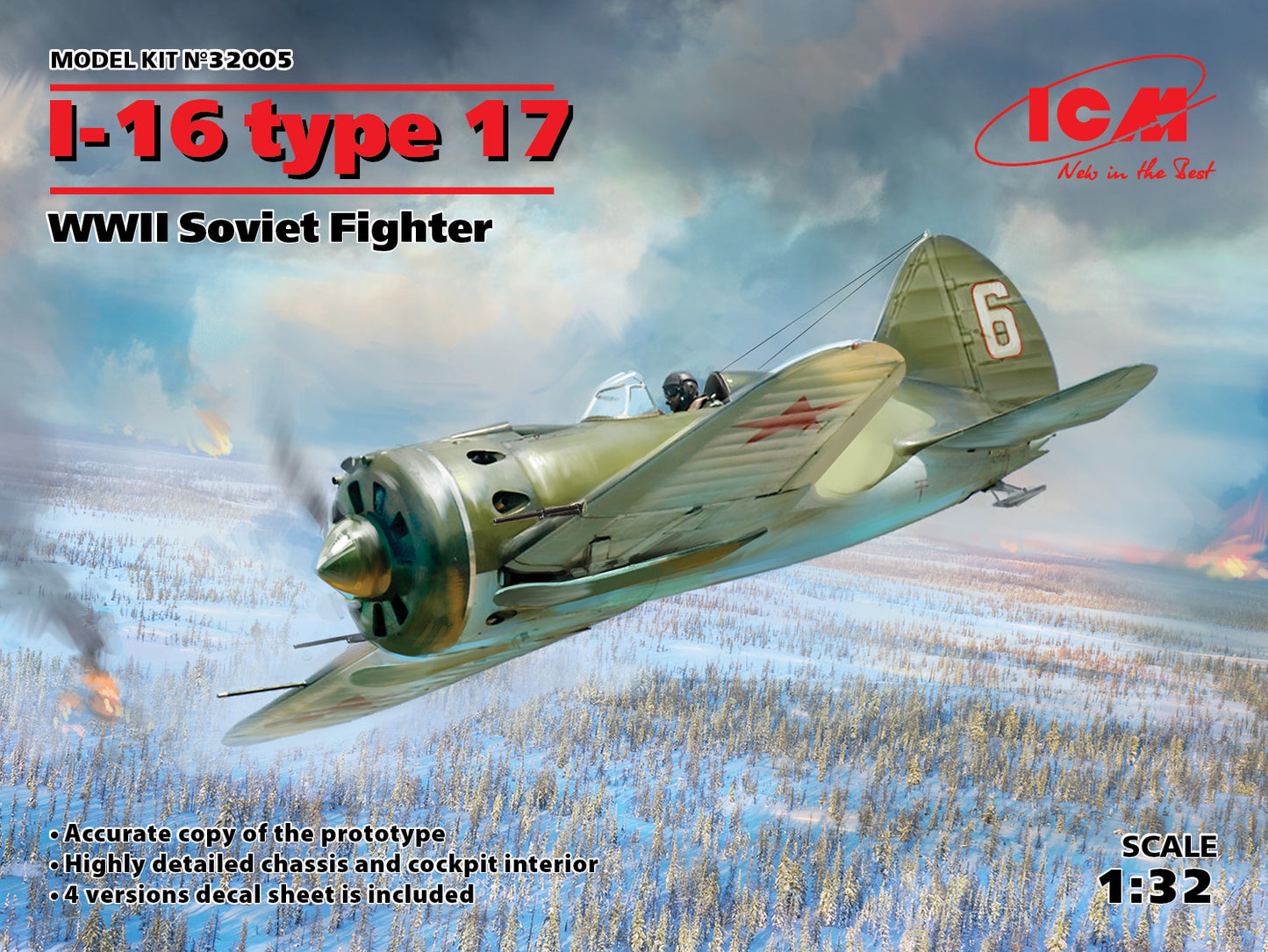 ICM 32005 1:32 Polikarpov I-16 type 17 WWII Soviet Fighter