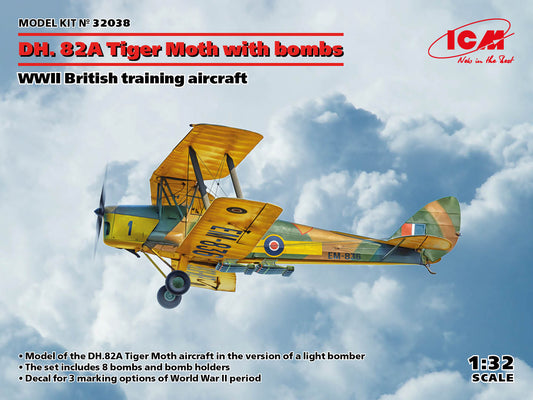 ICM 32038 1:32 de Havilland DH.82A Tiger Moth with Bombs WWII British Training Aircraft