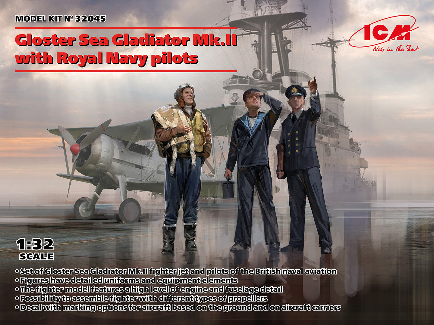 ICM 32045 1:32 Gloster Sea Gladiator Mk.II with Royal Navy pilots