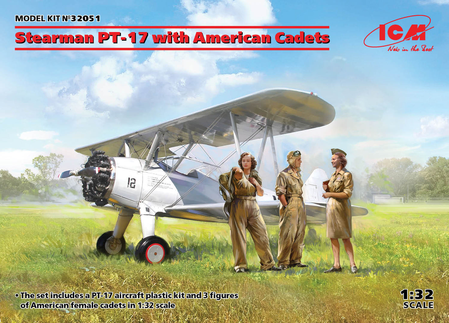 ICM 32051 1:32 Stearman PT-17 with American Cadets